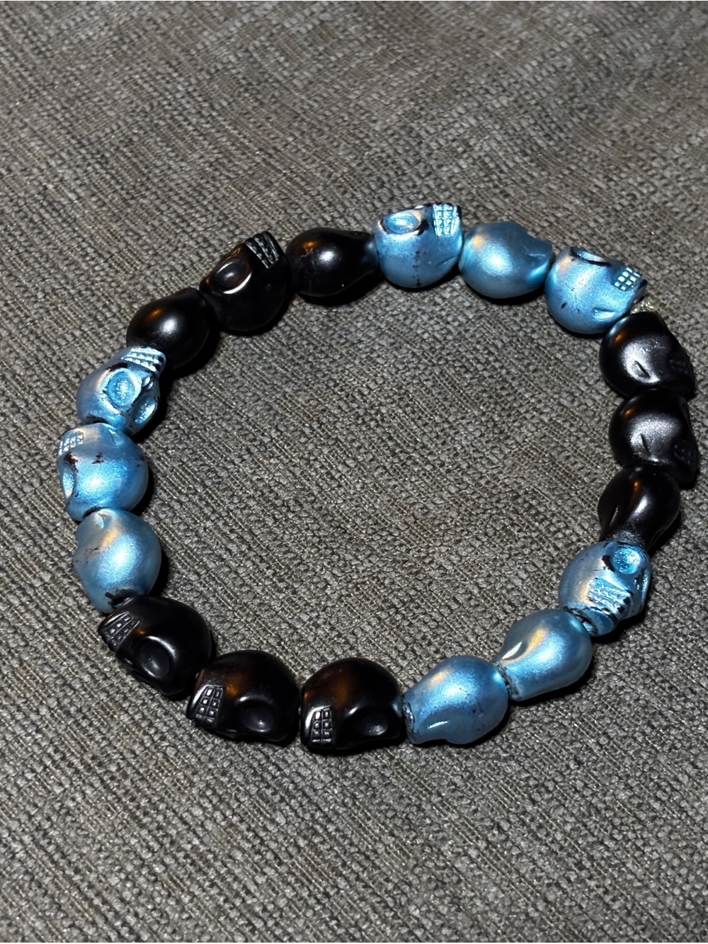 Colorful Metallic Skull Bead Stretch Bracelets - Rainbow Multi - Picture 6 of 7